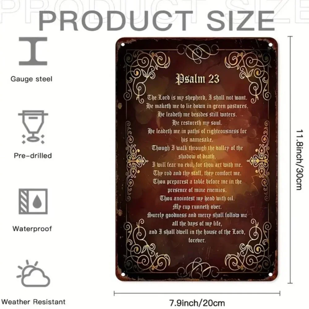 โ๏ธ Psalm 23 Scripture Metal Wall Art Christian Home Blessing Decor 8x12 - Picture 5 of 9